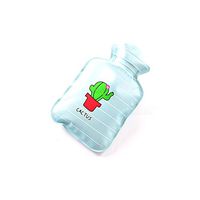 Kanngest Hot Water Bottle PVC Container Cactus Printed Built-in Warm Sponge for Comfortable Touch Therapy Heating Pad Warming Pain Relief
