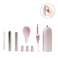 Reusable Telescopic Drinking Straw & Portable Personal Cutlery with Carry Case & Cleaning Brush Portable Straw and Spoon Set