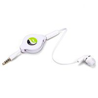 Premium Retractable Headset MONO Hands-free Earphone Mic Single Earbud Headphone In-Ear Wired [3.5mm] White for Samsung Galaxy S8, S9, Note 8, S8/S9 +