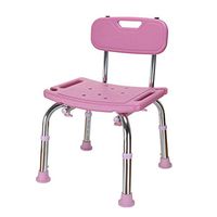 Shower Chair Non-Slip Plastic Bath Stool with Backrest Shower Chair Square Stool Shower Head Bracket (Color : Pink)
