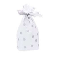 Stripe Clear Cello Bags 20pcs Candy Treat Bags with Drawstring for Candy Snack Wrapping Party Favor Bags Supplies (Silver)