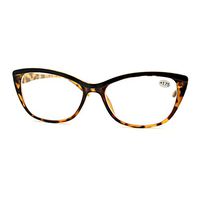 Clear Lens Glasses With Bifocal Reading Lens Womens Rectangular Cateye Tortoise +2.5