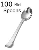 Zappy 100 Silver Plastic Mini Spoons 3.75" Plastic Spoon Small Spoon Great Dessert Spoon or Ice Cream Spoon Disposable Plastic Spoons Mini Tasting Spoons Dessert Spoons Appetizer Spoons Silver Spoon