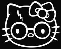 SoCool - Hello Kitty - Harry Potter - Vinyl 4" wide (Color: WHITE) decal laptop tablet skateboard car windows stickers