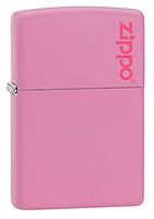 Zippo Personalized Message Engraved on Backside Customized Basic Styles Matte Colors Windproof Lighter (Pink Logo)