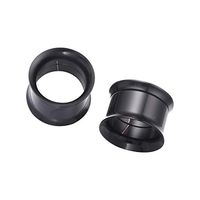 SUPVOX 2Pcs Stainless Steel Ear Tunnels Plugs Screw Ear stretchers Double Flared Ear expanders (Black, 14mm)