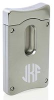 Personalized Caseti Satin Chrome Wedge V Cigar Cutter with Free Laser Engraving (Circle Monogram)