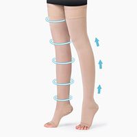 Support Thigh High Stockings for Women,Open Toe Firm Support Stockings 20-30mmHg with Anti-Slip Silicone Band Graduated Compression Socks for Treatment Swelling, Varicose Veins, Edema, Pregnancy