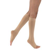 JOBST Opaque Knee High 20-30 mmHg Compression Stockings, Open Toe, Large Full Calf, Natural