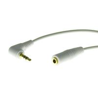 Valley Enterprises 1' 3.5mm White Male Right Angle to 3.5mm Female Gold Stereo Cable