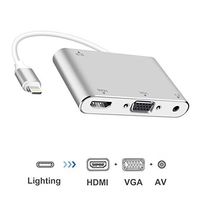 Macsen HDMI VGA AV Audio Adapter Converter Compatible with iPhone X 8 7 6 6s 5 Plus iPad iPod on HDTV/Display/Projector 4 in 1 Multiport Digital Connector 1080P HD