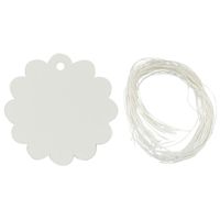Wrapables 50 Gift Tags/Kraft Hang Tags with Free Cut Strings for Gifts, Crafts & Price Tags - White Flower