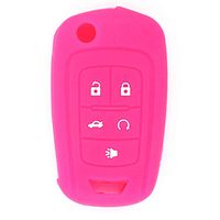 WFMJ Peachblow Silicone Remote Key Cover Chain Case for Chevrolet Camaro Cruze Volt Equinox Spark Malibu Sonic Replacement 5 Buttons Key Cover Bag