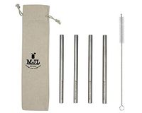 Medium Stainless Steel Smoothie Straws for Pint Mason Jars, Medium Cups, Pint Glasses (4 Pack + Cleaning Brush)