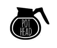 Coffee Pot Head Vinyl Decal Sticker (Black)