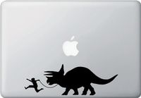 Triceratops Walker - Macbook or Laptop Decal Copyright © Yadda-Yadda Design Co. (8.5"w x 2.75"h) (BLACK)