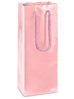 Brilliant Bag Co - 10 pack - High Gloss Wine Bags - 5" x 3 1/2"x 13 1/4" - Gift and Party Bag with handles for Wine, Hard liquor and Champagne Bottles (Pink)
