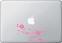 Yadda-Yadda Design Co. Floating Cherry Blossoms - Sakura - MacBook or Laptop Vinyl Decal - Copyright (5.75" w x 3.75" h) (Color Variations Available) (Pink)