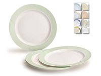 " OCCASIONS" 40 Plates Pack, Heavyweight Disposable Wedding Party Plastic Plates (7.5'' Appetizer/Dessert Plate, Rio in White & Pearled Green)