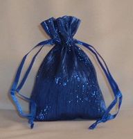 Bridescove 3x4 Crinkled Metallic Fabric Wedding Favor Gift Bags/Jewelry Pouches - Royal Blue (10 Bags)