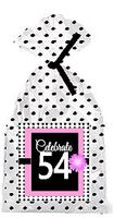 CakeSupplyShop Item#PGB-055 Happy 54th Birthday Pink w. Black Polka Dot Party Favor Bags with Ties -12pk