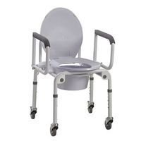 Sammons Preston Drive Steel Drop Arm Commode With Wheels & Padded Arms (Pack of 2  )