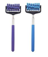 Traodin Pack of 2 Telescopic Extendable Massager Retractable Back Roller Collapses for Compact Storage(Purple and Blue)