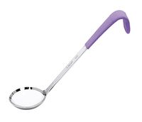 1 oz. (1/8 Cup), Stainless Steel Ladle, Portion Control Serving Spoon with a Purple Cool-Grip Handle, 9.5" inches Long, Dishwasher Safe Serving Utensils by GET, BSRIM-50-PR