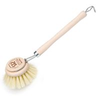REDECKER Stiff Bristle Dish Brush, Durable All-Purpose Scrubber for Kitchen and Household with Heat-Resistant Union Fiber Bristles, 2-3/4 inch Head, 7-1/2 inch Handle, Made in Germany
