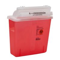 Covidien 8507SA SharpSafety Container with Counterbalance Lid, 5 quart Capacity, Transparent Red (20 Count)