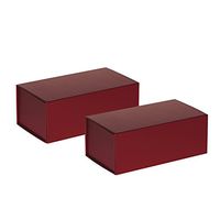 Jillson Roberts 2-Count Small Magnetic Closure Gift Boxes Available in 5 Colors, Metallic Red Matte