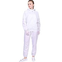 discountstore145 Unisex Pockets Hooded Coat Long Pants Anti-Static Protection Suit Set White XXXXL