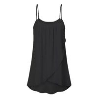 Alixyz Womens Chiffon Camis Vest Casual Ruffle Irregular Hem Solid Colid Sleeveless Flowy Tank Tops (2XL, Black)