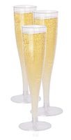 Plastic Champagne Flutes Glasses Set (10 Count) By Oasis Creations - 5 Ounce - Clear Stem Cups 1 Piece - Ideal for Birthday Party, Wedding Reception and Other Celebration!