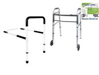 Vaunn Medical Bed Safety Rail Grab Bar Handle and Folding Walker Bundle