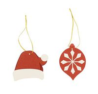 Christmas and Holiday Santa Snowman Ornament Gift Tag Name Labels with String (Red Santa Hat)