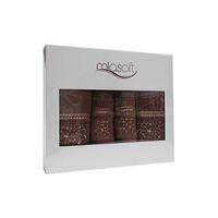 Tessile Di-Lusso MiaSoft Bamboo Brown Towels in Gift Box.27 x 55 in / 20 x 35 in (4 Pack)