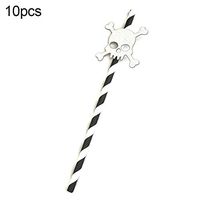 At27clekca Drinking Straw，10Pcs Skull Bat Spider Disposable Paper Drinking Straw Halloween Party Decor Skeleton