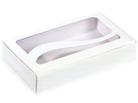 Swirl Window Candy Boxes - 1/2 lb White Boxes w/Window 1 Pc Boxes 6-1/2x3-7/8x1-1/4" - (100 Per Pack) - WRAPS-WCB2W