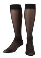Sheer Light Support Knee Hi Graduated Compression Stockings Black Large