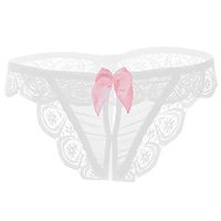 Women Lingerie,  Women's Lace G-String Panties Cute Bow-Tie T-String Thongs Underwear（White，Free Size）