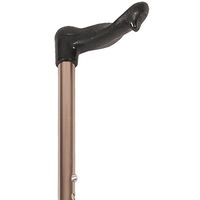PCP Adjustable Cane Molded Palm Handle with Black Grip, Left Hand, Bronze Shaft
