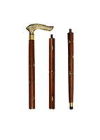 ITOS365 Handmade Wooden Folding Walking Stick 36 Inches - Handcrafted Walking Cane with Brass Handle - Gifts Ideas