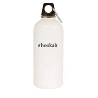 #hookah - 20oz Hashtag Stainless Steel White Water Bottle with Carabiner, White