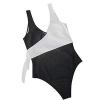 Women's Sexy One Piece Bikini Floral Swimsuit Patchwork Swimwear Beachwear Set Black