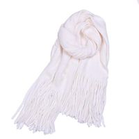 NOMSOCR Women Knit Cashmere Scarf Girl Winter Keep Warm Solid Color Long Shawl Scarves (White)