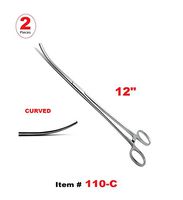 2 Pcs 12" Curved Hemostat Forceps Locking Clamps Stainless Steel