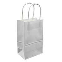 Gift Bags 25 Pcs 5.25" x 8.4" x 3.4" Inches Kraft Paper Bags White with Handles