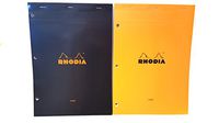 Rhodia Staplebound Black and Orange 8.25 X 11.75 Lined with Margin 3 Hole Punched Notepad, Pack of 2