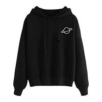Meikosks Womens Printed Sweatshirts Long Sleeve Loose Hoodies Casual Hooded Pullover Winter Tops Black